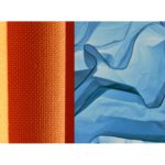Breezy blue and contrasting heavy orange drapery trend. Covers Canada